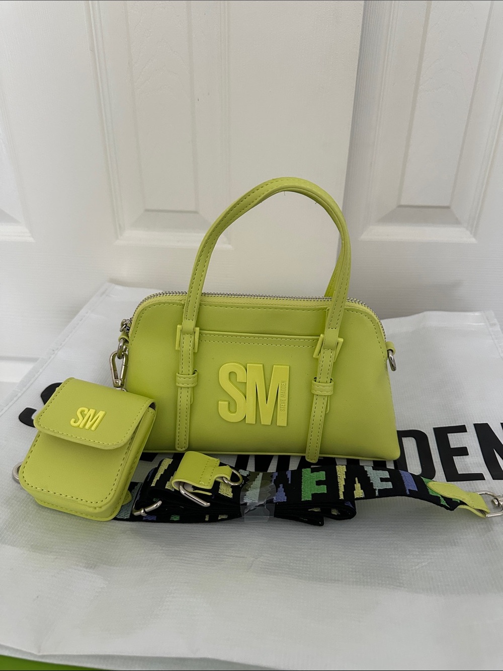 Steve Madden Lime Green Mini Top-Handle Bag with Coin Pouch